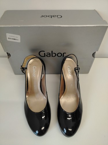 Gabor black patent slingback - patent,