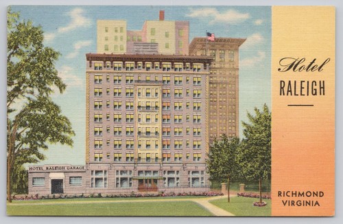 Vintage linen postcard hotel - vintage,