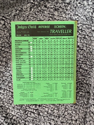 Traveller rpg referee screen - referee,