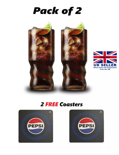 Pepsi max glasses 16oz - glasses, (2pcs)