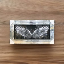 Angel Wings Picture Liquid Art Wings Wall Hung Mirror Frame Glitter 85x45 cm