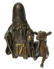 Old Fukurokuju Bronze Figure