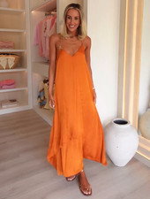 Zara Satin V-Neck Midi Dress