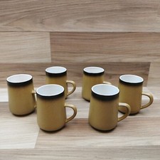 6 x Honiton Pottery Devon Brown  Coffee Mugs / Cups