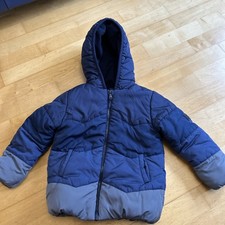 Boys Mothercare Navy/Grey Fleece Lined Jacket With Hood