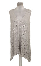 Isabella Oliver Women's Maternity Tunic Size 12 White Sequin Hanky Hem New F1