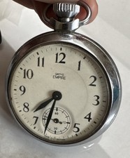 Vintage Smiths Empire Open Faced Chrome Pocket Watch