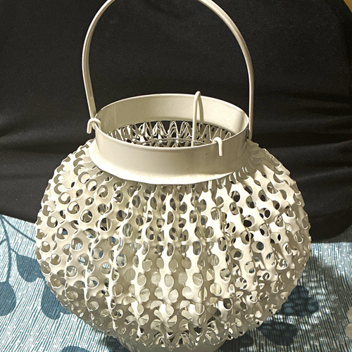 White painted metal lantern - white,