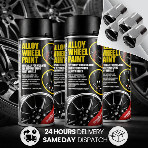 Black alloy wheel - wheel, spray