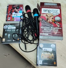 Sony PS3 PlayStation SingStar Wired & Wireless Microphones & Dongle & 3 Games