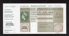 £3 POSTAL ORDER 'SCHOOL SPECIMEN' OVERPRINT + 'COUNTER TRAINING OFFICE' CANCEL