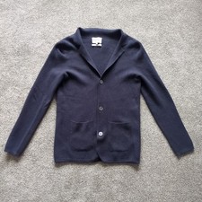 FARHI by Nicole Farhi Mens Smart Navy Blazer Cardigan S 100% Merino Wool Jacket