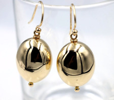 Genuine Heavy Huge 9ct Solid Yellow Gold Large Oval Hook Earrings
