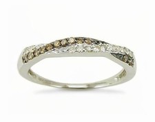 10K White Gold Diamond Ring Chocolate Brown & white diamond Twist Band .25ct