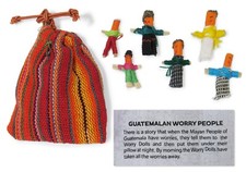 6 Guatemalan Worry Dolls in multicolour bag, for stress and anxiety Fair Trade