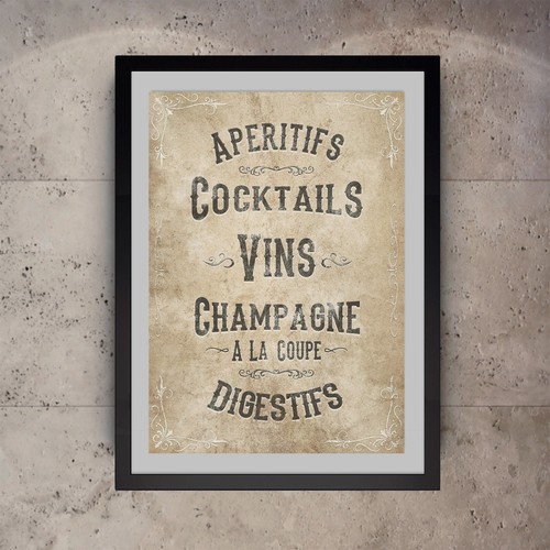 Vintage french bar drinks menu - drinks,