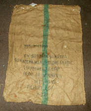 LARGE VINTAGE HESSIAN COFFEE SACK FROM SUMATRA IN FAIR CONDITION