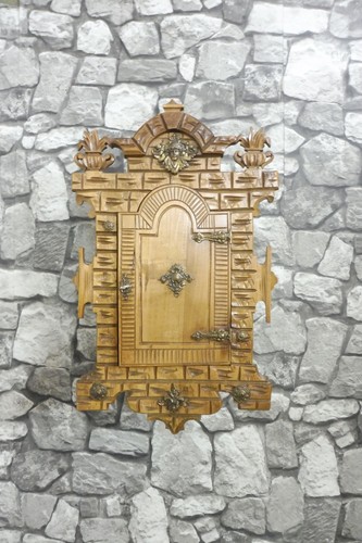 Wooden antique wall - , cabinet
