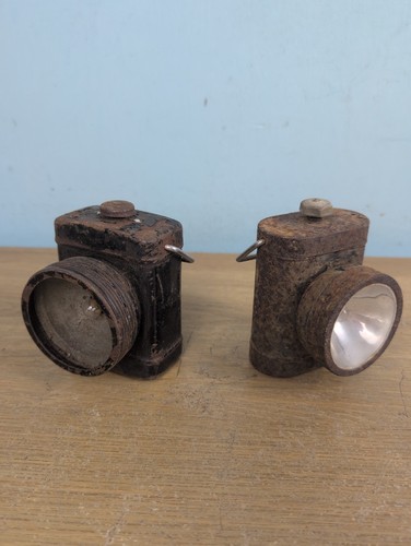 Vintage rusty bicycle lamps - vintage,
