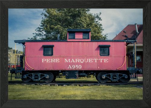 Red caboose framed - red,