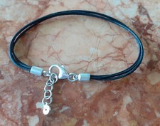 LOVELINKS 925 sterling silver lobster clasp leather CHARM BRACELET 19 cm + 2 cm