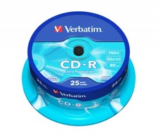 25 Genuine Verbatim Extra Protection CD-R 52x 700MB 80m Blank CD Discs 43432