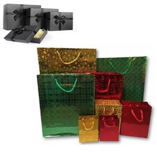 Various Sizes & Colourful Holographic Paper Gift Bags Birthday Party Christmas