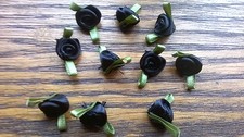  10 Small Satin Ribbon Black