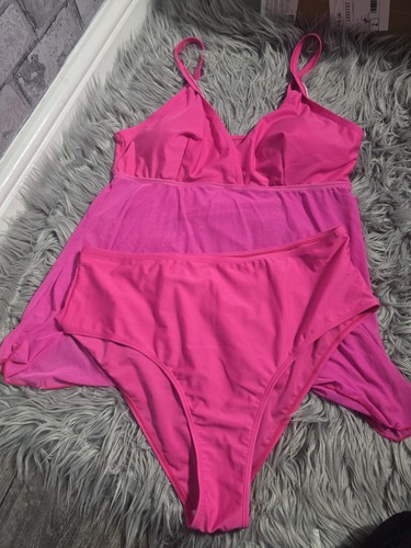 Bright pink piece bikini - pink, set