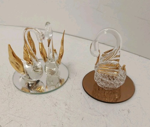 Spun glass swan - glass, ornaments