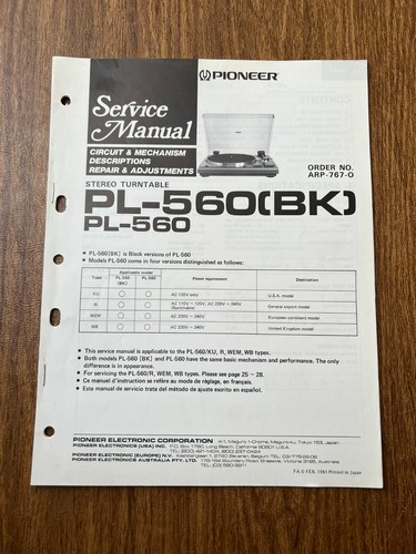 Original pioneer 560 - pioneer, pl-560