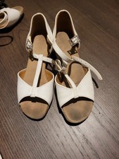 Latin Ballroom Girls White Cuban Heel Internationl Dance Shoes Size 11.5