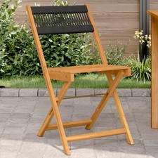 Bistro Chairs 2pc Black Solid Acacia Wood & Polypropylene 41x52.5x80 cm Foldable
