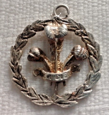 Vintage Royal Prince of Wales Feathers pendant charm - Ich Dien - 2.5cm across.