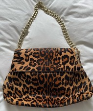 Karen Millen leopard-print Pony skin Leather Bag With Gold Strap.