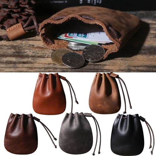 Leather coin pouch - leather,