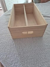 Small Divided Natural Wood Drawer  34 cm X  21 cm X  10 cm