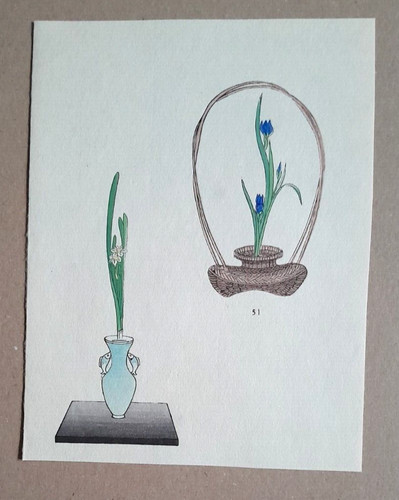 Ikebana japanese woodblock - ikebana,