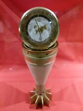 UNUSUAL COLD WAR,WORKING WESTCLOX WORLD DESK CLOCK MOUNTED MORTAR.GREAT LOOK.