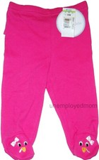 Girls Pink Ruffle Pants Footed Closed in Feet Embroidered Face on Feet Twin 0/3M