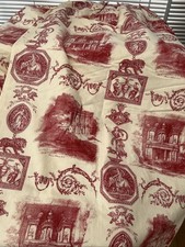 Bespoke Red Toile de joul vintage Lined Curtains David Roberts RQ W 52" x L 60"