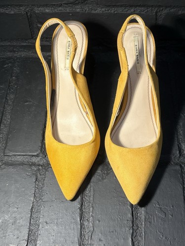 Zara basics yellow suede shoes - suede,