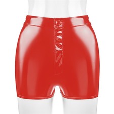 Womens Glossy PVC Leather Tight Shorts Ladies Nightclub Stage Zipper Hot Pants
