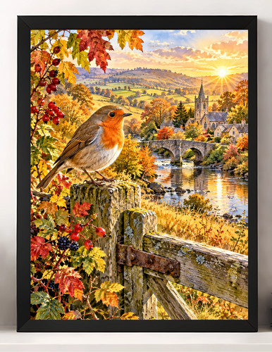 Autumn robin print - a4,