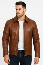Mens Moto Style Leather Jacket