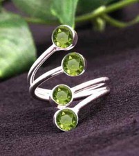 Natural Peridot925 Sterling Silver Band &Statement Ring Handmade Ring All size