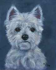 Cute Jayne Marie Original Oil Painting Portrait Of A West Highland Terrier Dog