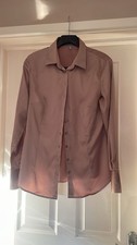 Beautiful Hawes and Curtis mink/taupe satin look fitted blouse. Size 14.