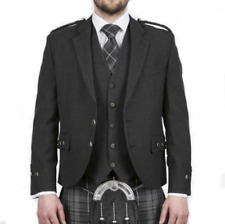 Scottish Argyle Kilt Jacket & Vest  Charcoal Grey Blend Wool Wedding Jacket