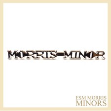 Morris Minor Bonnet Side Badge - Pre 1956 - Chrome "MORRIS MINOR"